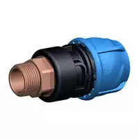 Male iJoint metal transition coupling in polypropylene, 16 Bar.