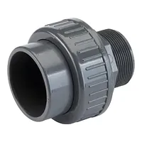 PVC-U plain to male thread union pipe fitting, 16 Bar.