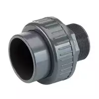 PVC-U plain to male thread union pipe fitting, 16 Bar.
