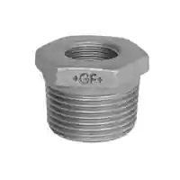 Galvanized steel reducing bush pipe fitting, 20 Bar pressure rating.