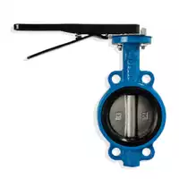 16 Bar cast iron butterfly valve VBSS with a black lever handle.