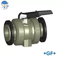 PP-H ball valve type 546 with backing flanges, 10 Bar rating.