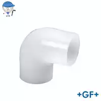 Standard 90-degree PVDF elbow pipe fitting, PN16 / 16 Bar, SDR21.