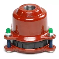 Red cast iron Wide Range threaded restraint end cap, 16 Bar.