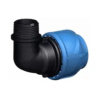 Cot 90 grade compresie cu filet exterior iJOINT din PP cu piuliță albastră
