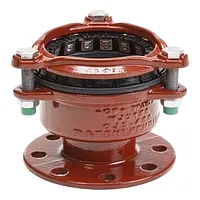 Red cast iron reduced flange adaptor restraint.