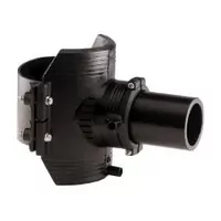 Polyethylene spigot saddle pipe fitting, 16 Bar.