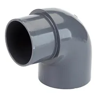 90-degree M/F threaded PVC-U elbow fitting for industrial piping, grey plastic male-female pressure connector.