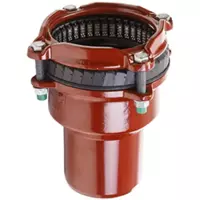 Red cast iron wide range reduced spigot end restraint for 16 Bar pipes.